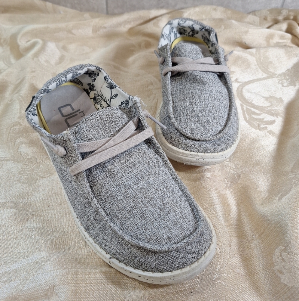 Hey Dude Grey Canvas Flats